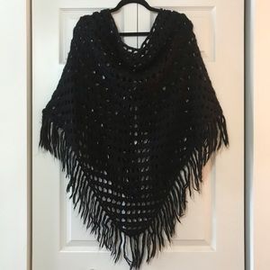 Black Knitted Pancho